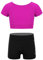 Alvivi Conjunto de Deportivo Verano para Niñas Maillot de Gimnasia Crop Top sin Manga y Pantalones Cortos de Deporte Correr Yoga Chándales 3-16 Años Fucsia 12-14 años