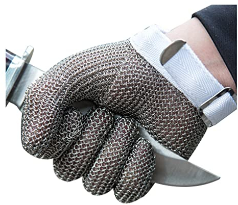 Schnittfeste Handschuhe Edelstahl Cut-Resistent Handschuhe, Lebensmittel Clip Sicherheitskette Rüstung Handschuhe, Zur Küche, Essen, Gartenarbeit Holzschnitzerei (Size : 1pcs/s)