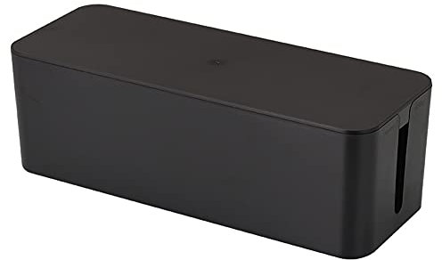 Jjoer Cable Management Box - Black - Modern - Under Desk Cable Organiser - Large - Hide Wires - Cord Tidy - Desk Plug Box