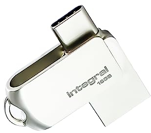 Integral 16GB 360-Dual USB 3.2 Gen 1 Typ A & USB-C Flash-Laufwerk - 5Gbps Übertragungen - Plug & Play - Kompatibel mit PC, Laptop, Smartphones, iPhone 15/16, MacBook Pro/Air und iPad Pro