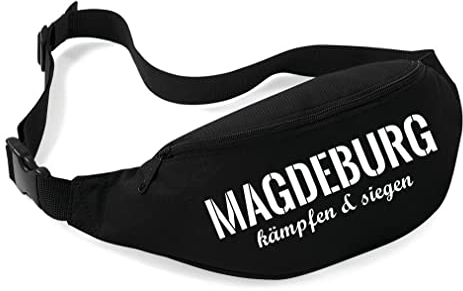 Magdeburg kämpfen und Siegen Bauchtasche | Fussball Tasche - Ultras - Magdeburg Hüfttasche - Supporter Bag | Schwarz