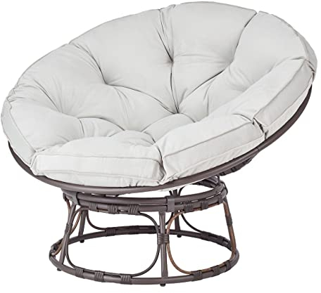 osoltus Relaxsessel Moon runder Loungesessel Papason II mit Kissen Natur Stahl