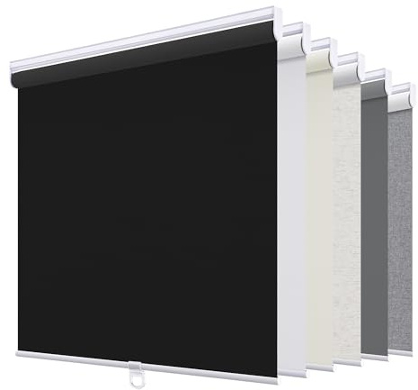 SUNOFF Blackout Cordless Roller Shades Blinds,23 W x 72 H,Black