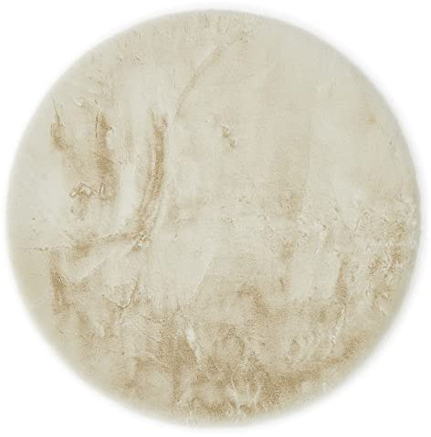 -LUXOR- living Teppich Coste gemütlicher Hochflor Kunstfell Teppich Fellimitat in Schaffelloptik 120 cm rund beige