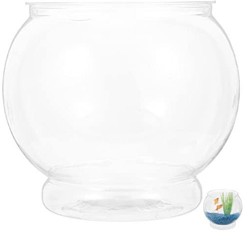 Alipis Plastic Fish Bowl, Clear Gold Fish Bowl Shatterproof Small Betta Fish Tank Desktop Round Aquarium Multi-purpose Bowl for, Drinking, Candy Holder, Vase, 1