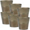 Oairse Lot de 6 pots de fleurs d'extérieur galvanisés en zinc - Pots de fleurs vintage ronds - Pot de fleurs rustique pour plantes ou décoration d'intérieur moderne