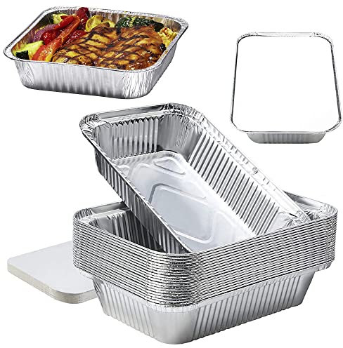 30/50 bandejas de aluminio con tapa, desechables, para horno de horno