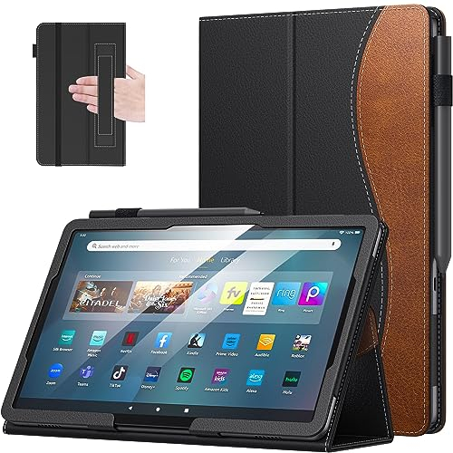MoKo Hülle für Amazon Fire Max 11 Tablet (13. Generation, 2023) 11, Dünne Tablethülle für Kindle Fire 11 Tablet, Smart Case mit 2 Winkel Auto Schlaf/Aufwach Einhandbedienung, Schwarz+Braun
