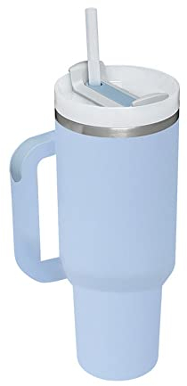 40oz Adventure Quencher Becher mit Henkel und Strohhalm, No Moq, 304 Edelstahl, BPA-frei, großer Becher (New Sky Blue)
