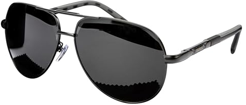 Olwen XXL Pilotenbrille für große Köpfe (polarisiert), extra groß, hoch, XL, Gratis Hartschalenetui, Schwarz, 67