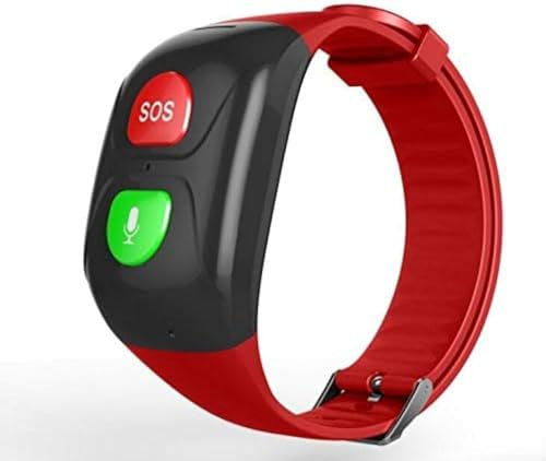 GPS Smart Bracelet For Seniors, Emergency Call, Drop Alarm Function, Heart Rate, Voice Chat, Blood Monitor,Red,Bonny369