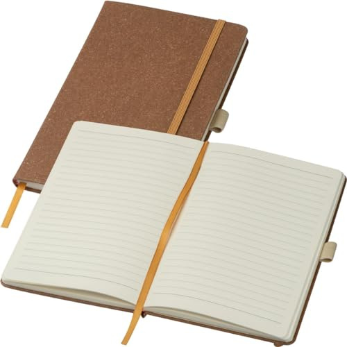 Notizbuch mit recyceltem Ledereinband / 160 linierte Seiten / A5 / Farbe: braun