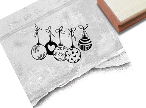 Stempel Weihnachtskugeln - Motivstempel Christbaumkugeln zu Weihnachten - Weihnachtsstempel Karten Weihnachtsdeko Basteln Tischdeko - zAcheR-fineT (groß ca. 43 x 29 mm)