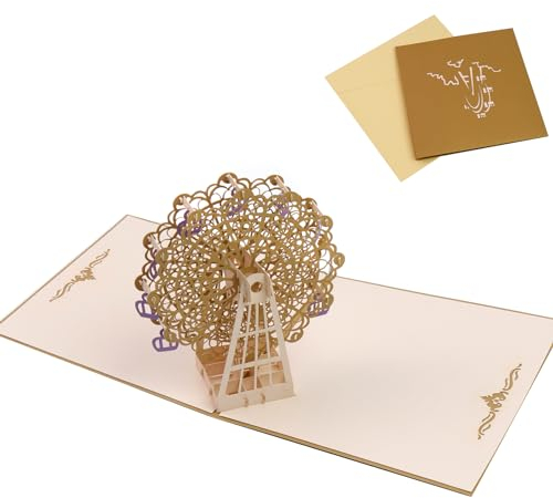 Wealrit 3D Grußkarte Pop Up Riesenrad Karte Einladungskarte mit Umschlägen Skulpturen Kreative Geschenke Karte