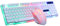 LAANCOO Clavier de Jeu Souris de Souris GTX300 Kit combinée de Clavier à Fil de câble LED Light Backlit pour Ordinateur PC Bureau Blanc