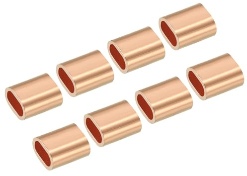 PATIKIL 20 Stück Kupfer Drahtseil Crimpschlaufe 5/64/2mm Kupfer, Golden | Hülse Einzel Oval Loch Kabelklemmen Drahtseil und Kabel Zwinge
