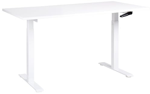 Beliani Höhenverstellbarer Schreibtisch mit Kurbel weiß 160x72 cm DESTINES