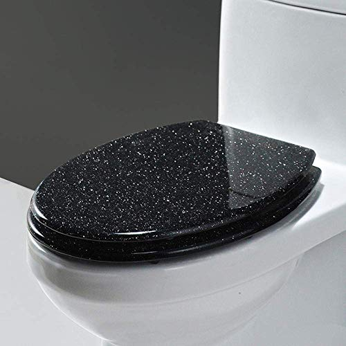 Toilettensitz, Toilettendeckel, Familien-Toilettensitz, Absenkautomatik mit Schnellverschluss, einfache Reinigung, Harz-Edelstahlscharniere, Toilettensitz-Deckelbezug für Badezimmer, Orange