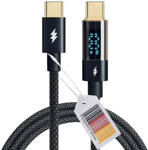 AMATHINGS 100W USB C auf USB C Kabel, 1,2 M 5A Schnellladekabel Ladekabel PD QC5.0 mit LED Display, Kompatibel mit iPhone 15/15 Pro/15 Pro Max MacBook Pro Air iPad Pro Air Galaxy S23 S22 Pixel Switch