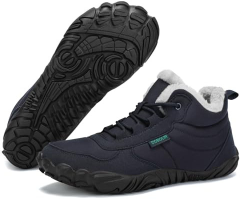 DOBOLIN Barefoot Stivali da Neve Uomo Caldo Antiscivolo Caloroso Inverno All'aperto Escursionismo Scarpe Impermeabile Blu Scuro 40