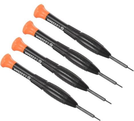 CoCud Tiny Slotted Screwdriver, 1mm Size 109mm Length, Steel Flat Screw Driver with Swivel Lid Non-Slip Grip - (Applications: for Eyeglasses Watches Electronics Computer), 4pieces