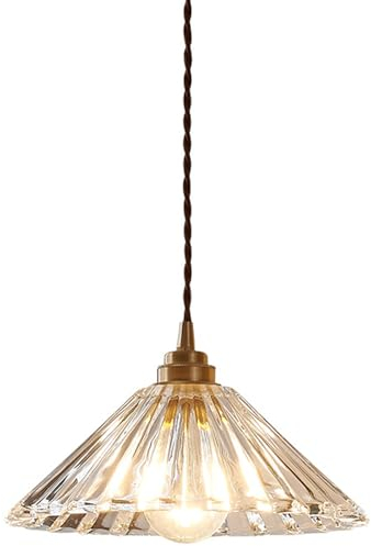 PLSDH Lámpara colgante con pantalla de cristal de estilo japonés para isla de cocina, lámpara colgante vintage para mesa, iluminación colgante retro de granja, lámpara colgante rústica simple para