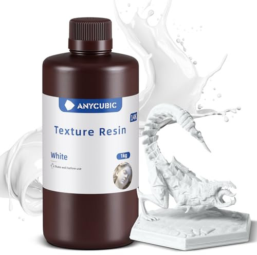 ANYCUBIC 14K Texture Resin, UV 405nm Hochpräzises 3D Drucker Resin, Mattes Finish, Geruchsarm, Leicht zu reinigen, Geeignet für verschiedene Miniaturszenen, Weiß 1000g