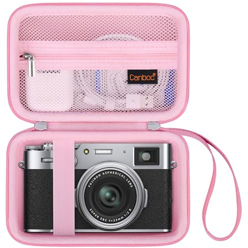 Canboc Tragetasche für Fujifilm X100V/X100VI/X100F/X100S Digitalkamera, Reißverschluss Mesh Tasche fit USB Kabel, Rosa (nur Fall)