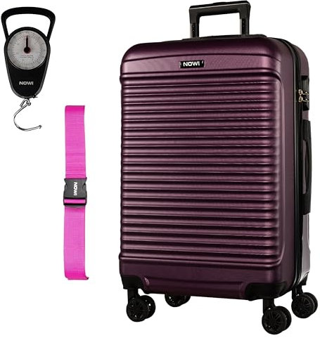 NOWI Las Palmas Koffer L – 59L Ultraleicht-Koffer, Mittelgroßer Hartschalenkoffer 8 Rollen 360° drehbar, Wasserabweisender Schalenkoffer mit Rollen Trolley (metallic lila, L)