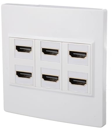 Placa de Pared HDMI, 4K 6 Puertos Keystone Placa de Pared Panel de Salida de Pared para Cine en Casa, 3840x2160 60HZ HDMI2.0 Placa de Pared, Audio Video Salida de Pared Panel de