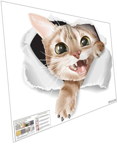 LABRIMP Cute Cat Toilet Seat Wall Sticker Self Adhesive Potty Decorative Decal for Bathroom
