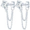 Zirkonia Ohrstecker Silber 925 mit Doppel Quaste Kette Baumeln: Damen Teenager Mädchen Ohrringe Stecker Hängend Ohrringe Hypoallergen Ohrschmuck - Elegant Schmuck für Partei Hochzeit Urlaub Silber