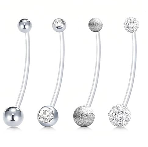 ZKGYUS 4pcs Piercing nombril grossesse piercing grossesse nombril Piercing de nombril long pour maternité Sport Femmes enceintes Piercing nombril flexible