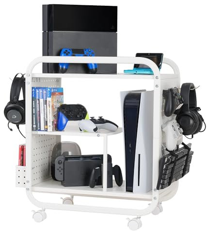 PLKOW Supporto per controller di archiviazione per tutti gli accessori universali per PC da gioco, Xbox PS4 PS5 Nintendo Switch, bianco