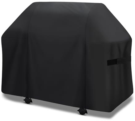 BBQ Cover, Gas Barbecue Cover fits Weber BBQ, Char Broil, Outback and more, Waterproof, Heavy Duty, Windproof, Rip-Proof and UV Resistant Barbecue Covers (147L x 63W x 113H cm, Black)