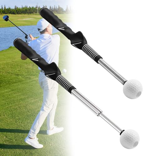 Retractable Golf Training Aid, Golf Swing Trainer, Golf Swing Training Aid, Golf Alignment Sticks, Golf Grip Training Aid for Indoor Practice Warm-up Strength, Golf Flexibility (Black)