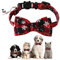 Weihnachten Halsband Hund Katze, Weihnachtshalsband, Hundehalsband Weihnachten mit Abnehmbar Schleife, Halsbänder mit Fliege Weihnachts, Kariertes Kostüm Hundehalsband für Katzen und Welpen(Rot)