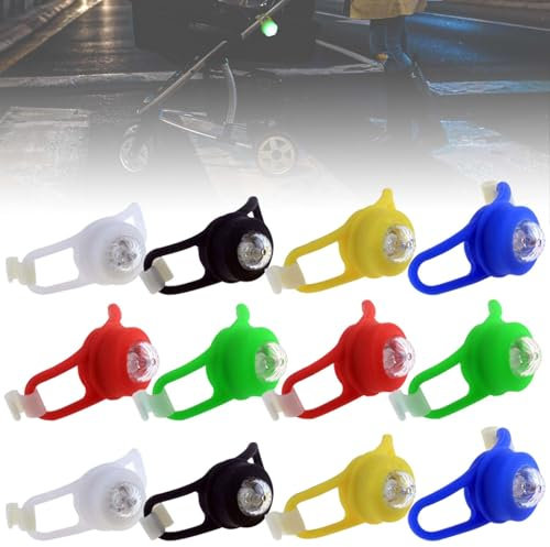 12 Stück Kinderwagenlicht Silikon: Wasserdichte LED Silikonleuchten, Kinderwagen Licht mit Heller LED & 3 Leuchtfunktionen, LED Kinderwagen Licht, kinderwagenlicht LED für Kinderwagen, Outdoor, Läufer