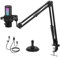 Todeco Micrófono Gaming RGB, USB Micrófono Condensador con Brazo Soporte, Soporte Microfono, Antivibración, Cancelación de Ruido, Botón de Silencio, para Streaming Podcasting, PS4/5, Mac, PC