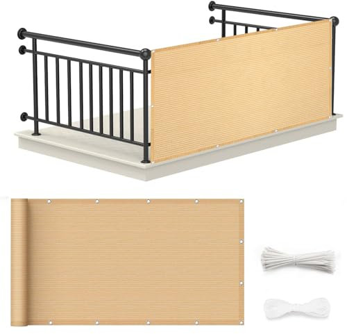 Maßgeschneiderter wetterfester Balkonschutz für Hinterhof, Deck, Geländer, Sandgelb, 60 x 200 cm