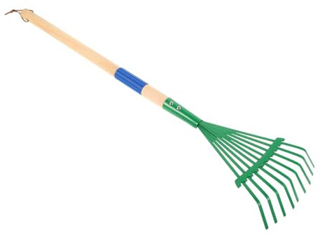 Abaodam Gartengerät Für Junge Mädchen Abnehmbarer Kindergartenrechen Mit Holzgriff Für Laub Und Gartenarbeit Aus Eisen Gefertigt Langlebig Und Leicht Zu Reinigen