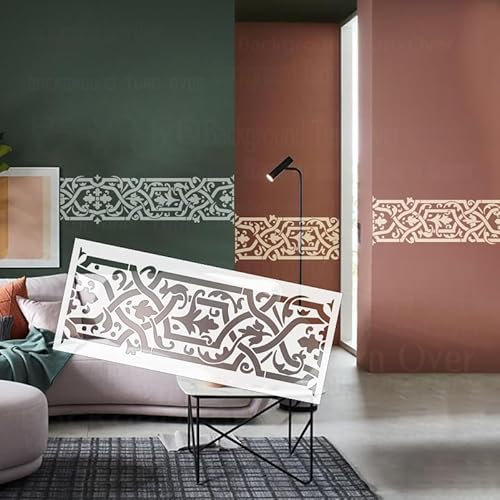 69 cm Bordüre Barock Rokoko Vintage Retro Schablonen für Wände zum Bemalen an die Wand Vorlagen wiederverwendbar für Möbel Dekor Vorlage Dekoration S406