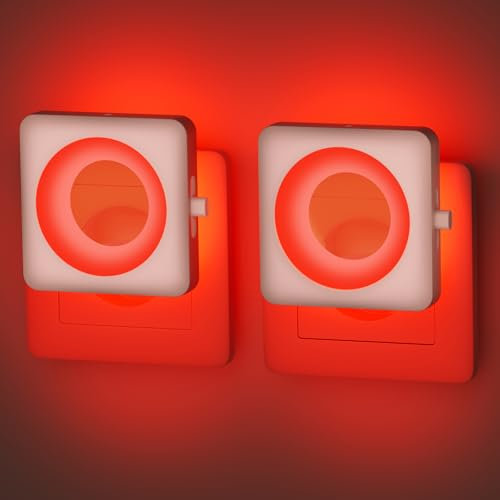 2 Piezas Luz Nocturna Infantil, Roja Light LED Luce Notturna con Sensore Crepuscolare, Bajo Consumo de Energía Noche para Dormitorios, Cocinas, Salas de Estar, Pasillos