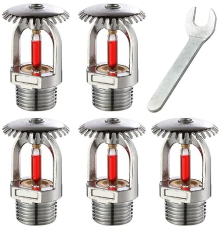 Quystetes 5Pcs Fire Sprinkler-Head 155℉, Upright Sprinklers-Head Water -Up 68℃ Quick Response 1/2Inch NPT Thread