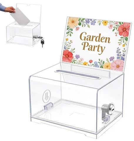 Boîte de Dons en Acrylique, Boîte à Dons Verrouillable, urne Électorale Transparente avec Serrure à Clé, Tirelire Transparente, avec Autocollant, pour Stocker les Bulletins de Vote et les Collectes