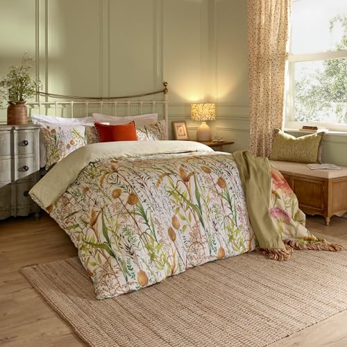 Voyage Maison Lydiard Duvet Cover Set – Botanical Wildflower Reversible 100% Tumbled Cotton Bedding (Multicolour - Single)