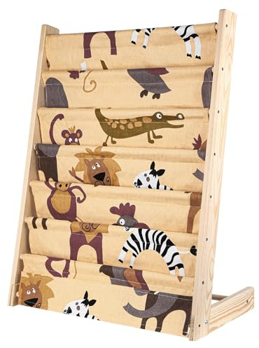 Supfine Bibliothek für Kinder, Bücherregal, mit 6 Ebenen, robustes Holz für Bücher und Spielzeug, Spielzeugregal (Holzfarbe, 78 x 60 x 29 cm)