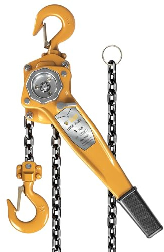 YELLOW JACKET 3 Ton Manual Lever Chain Hoist, G80 Galvanized Carbon Steel with Weston Double-Pawl Brake, Chain Come Along and Safety Measures for Chain Fall