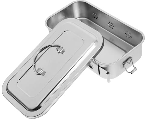 Desinfektionsbox mit Deckel, Löchern und Griff Edelstahl, 8 Zoll