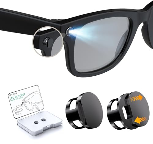 YaCeSyn 2 fundas de bloqueo de luz LED compatibles con Ray-Ban Meta Wayfarer/Skyler/Headliner (Gen 2) y Oakley Meta HSTN, accesorios de gafas inteligentes, ajustables, reutilizables, opacas, cubiertas